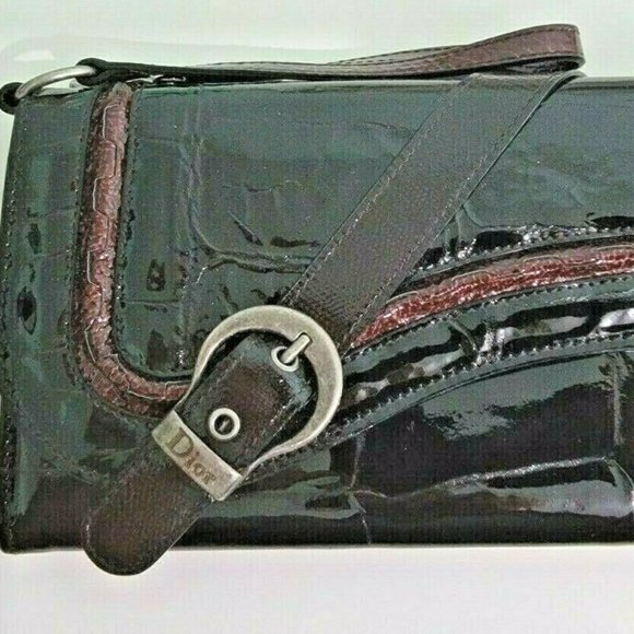 DIOR GAUCHO SHINY CROC EMBOSSED CLUTCH - Picture 1 of 9